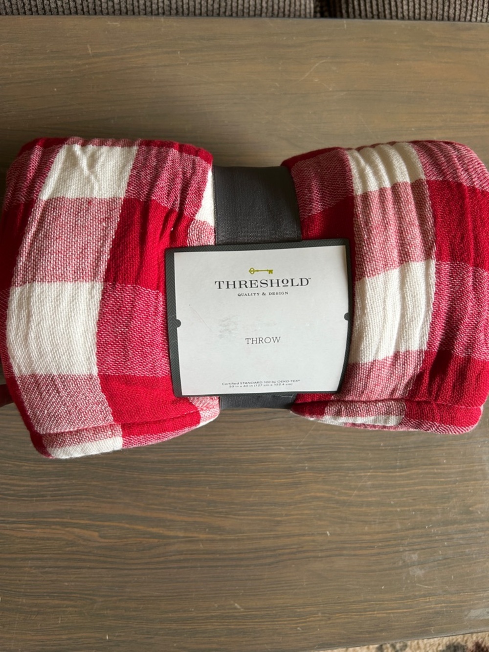 NWT Threshold Red and White Checkered Throw